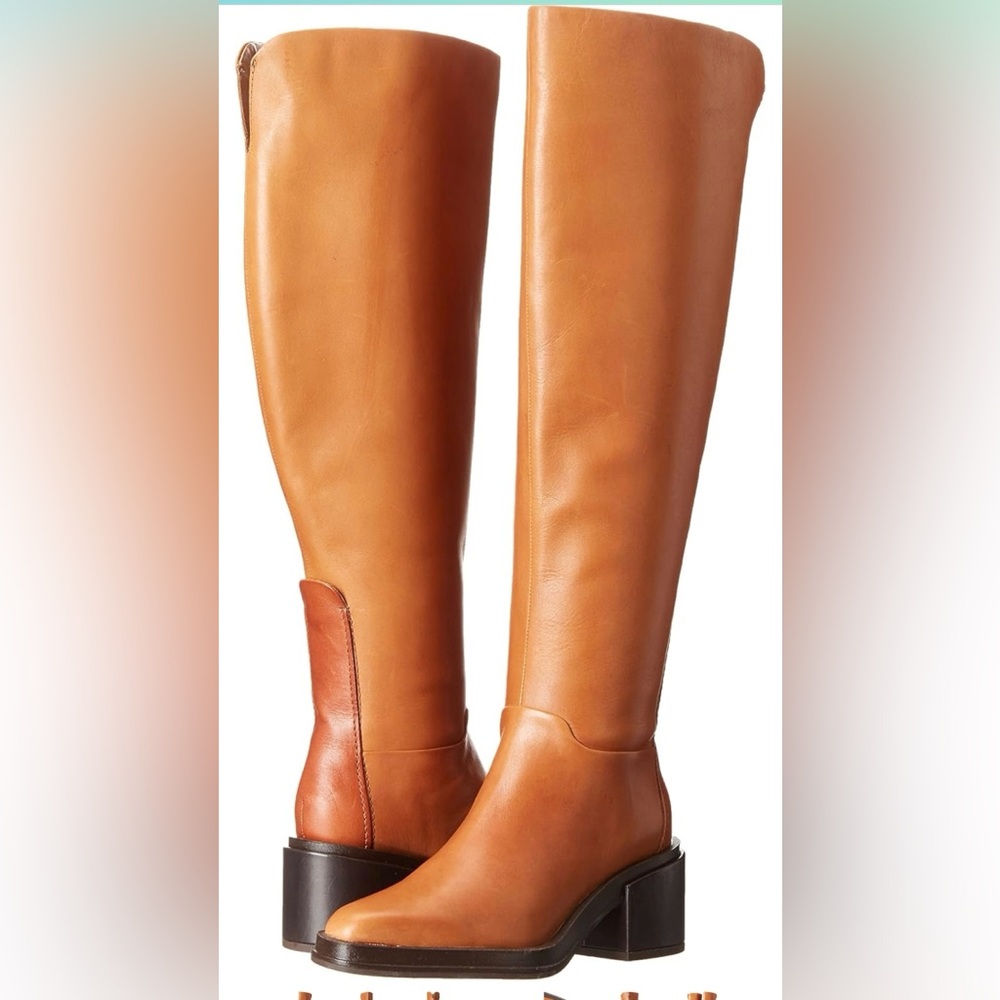 Franco Sarto Womens Dorica Leather Wide Calf Over-The-Knee Boots